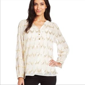 Lilly Pulitzer Metallic Gold and Cream Elsa Blouse